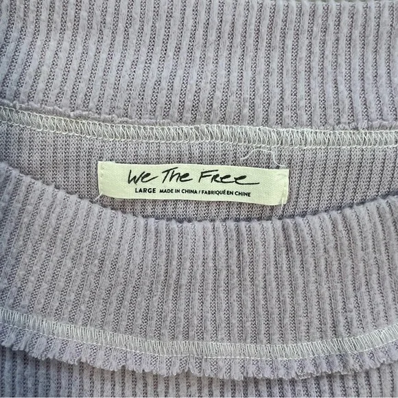 We The Free Lavender Sweater with Striped Sleeves - Picture 3 of 6